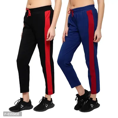 Stylish Cotton Multicoloured Solid Track Pant For Women-Pack Of 2