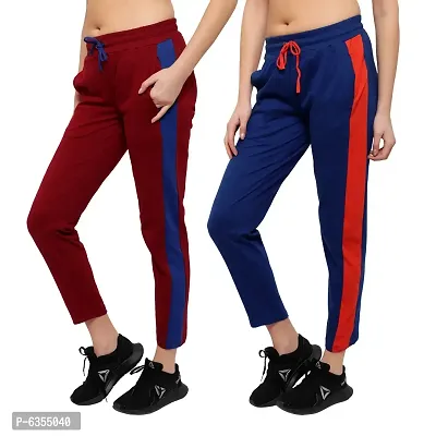 Stylish Cotton Multicoloured Solid Track Pant For Women-Pack Of 2