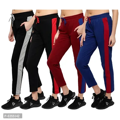 Stylish Cotton Multicoloured Solid Track Pant For Women-Pack Of 4