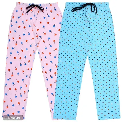 Stylish Cotton Printed Pyjama Bottom For Girls-Pack Of 2-thumb0