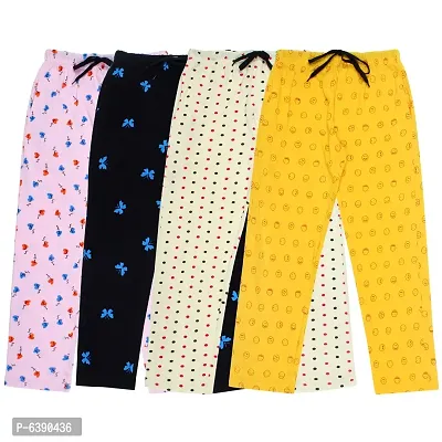 Stylish Cotton Printed Pyjama Bottom For Girls-Pack Of 4