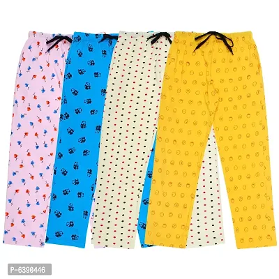 Stylish Cotton Printed Pyjama Bottom For Girls-Pack Of 4-thumb0