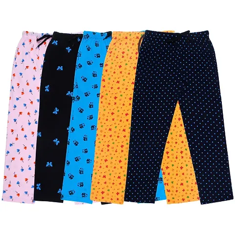 Stylish Cotton Printed Pyjama Bottom For Girls-Pack Of 5