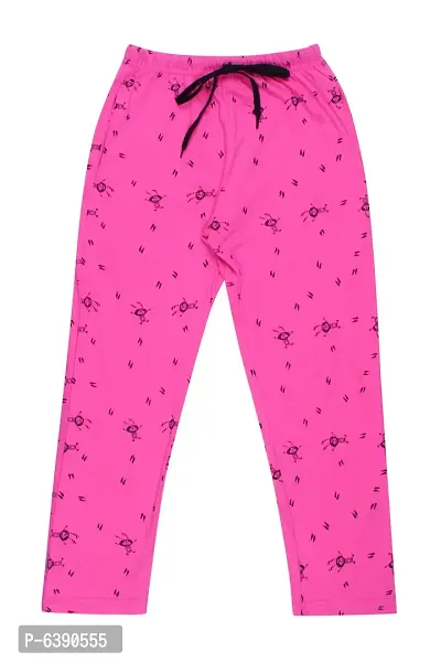 Stylish Pink Cotton Printed Pyjama Bottom For Girls