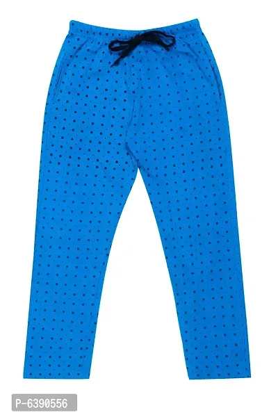 Stylish Turquoise Cotton Printed Pyjama Bottom For Girls