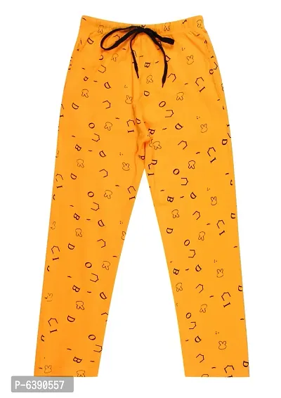 Stylish Yellow Cotton Printed Pyjama Bottom For Girls