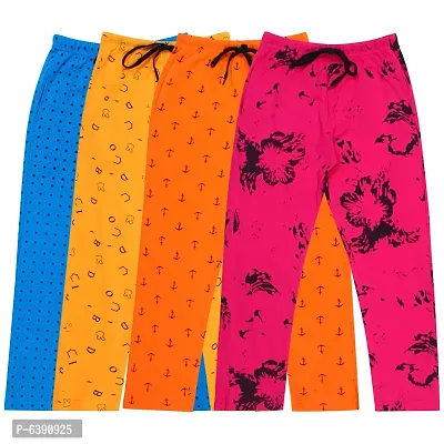 Stylish Cotton Printed Pyjama Bottom For Girls-Pack Of 4