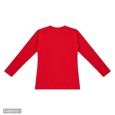 Stunning Red Cotton Printed Tees For Girls-thumb2