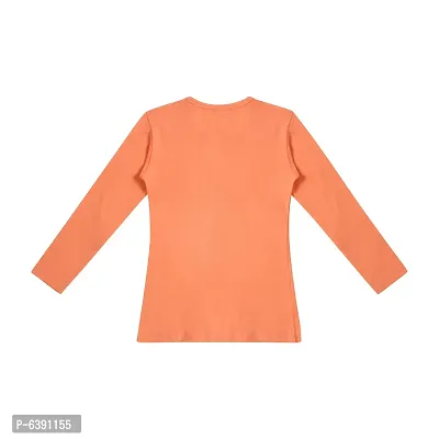Stunning Peach Cotton Printed Tees For Girls-thumb2