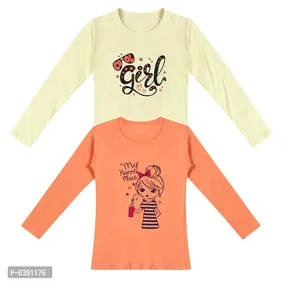 Stunning Cotton Printed Tees For Girls- Pack Of 2