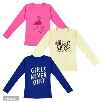 Stunning Cotton Printed Tees For Girls- Pack Of 3