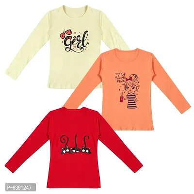 Stunning Cotton Printed Tees For Girls- Pack Of 3