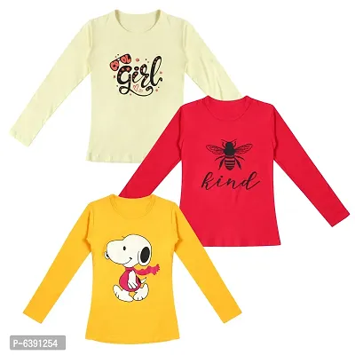 Stunning Cotton Printed Tees For Girls- Pack Of 3-thumb0