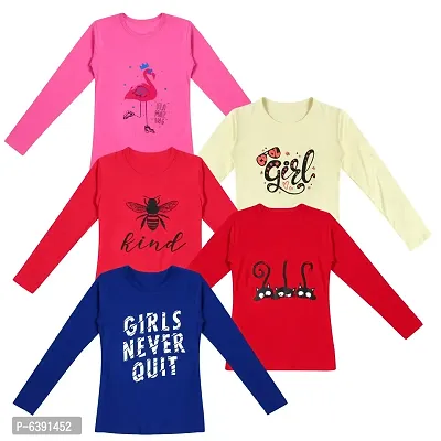 Stunning Cotton Printed Tees For Girls- Pack Of 5-thumb0