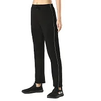 Stylish Black Cotton Solid Track Pant For Women-thumb1
