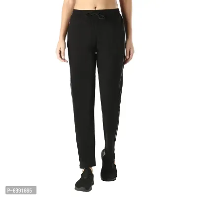Stylish Black Cotton Solid Track Pant For Women-thumb0