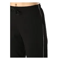 Stylish Black Cotton Solid Track Pant For Women-thumb3