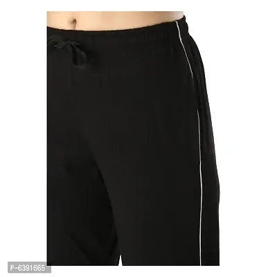 Stylish Black Cotton Solid Track Pant For Women-thumb4