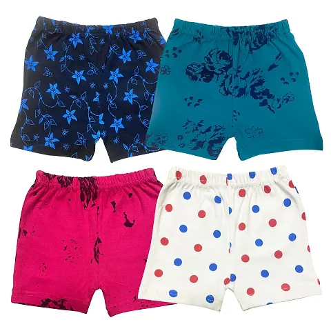 Kids Lycra Blend Shorts For Girls- Pack Of 4
