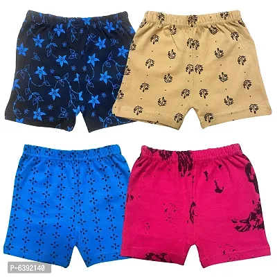 Lycra Blended Printed Shorts For Girls- Pack Of 4-thumb0