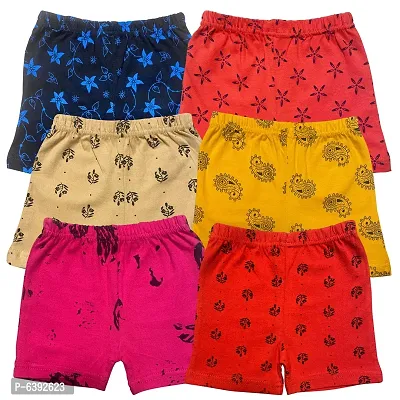 Lycra Blended Printed Shorts For Girls- Pack Of 6-thumb0