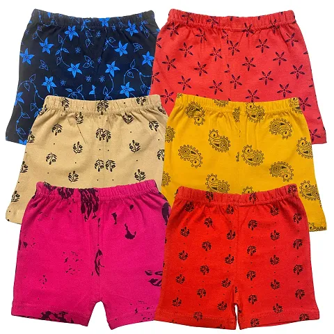 Lycra Blended Printed Shorts For Girls- Pack Of 6