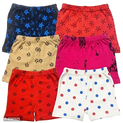 Lycra Blended Printed Shorts For Girls- Pack Of 6