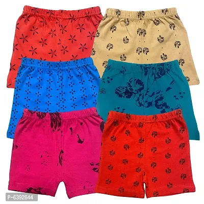 Lycra Blended Printed Shorts For Girls- Pack Of 6