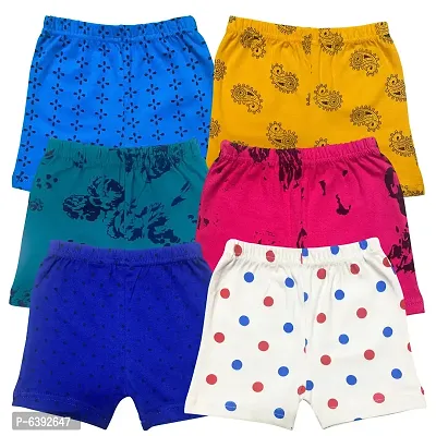 Lycra Blended Printed Shorts For Girls- Pack Of 6