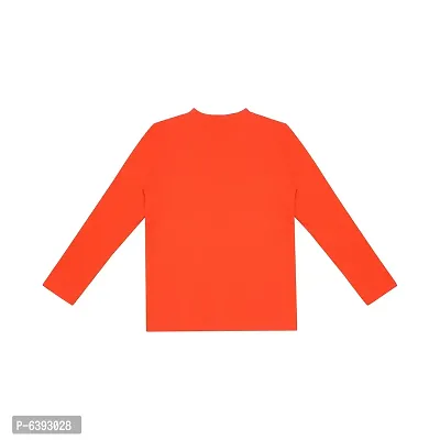 Stylish Orange Round Neck Long Sleeves Cotton Solid T-Shirt For Boys-thumb2