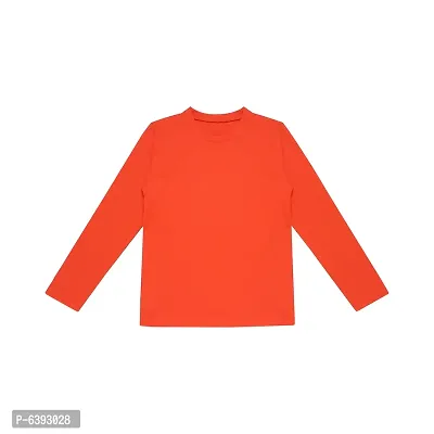 Stylish Orange Round Neck Long Sleeves Cotton Solid T-Shirt For Boys-thumb0