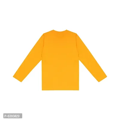 Stylish Yellow Round Neck Long Sleeves Cotton Solid T-Shirt For Boys-thumb2
