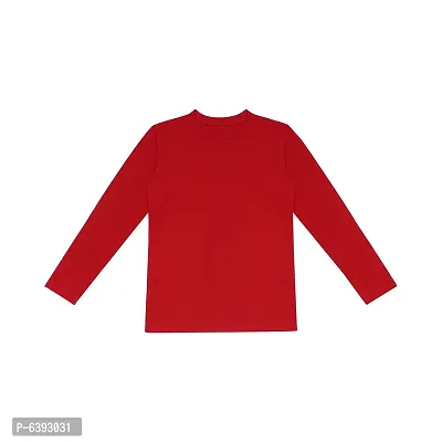 Stylish Red Round Neck Long Sleeves Cotton Solid T-Shirt For Boys-thumb0