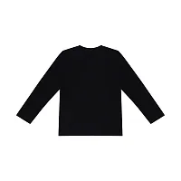 Stylish Black Round Neck Long Sleeves Cotton Solid T-Shirt For Boys-thumb1