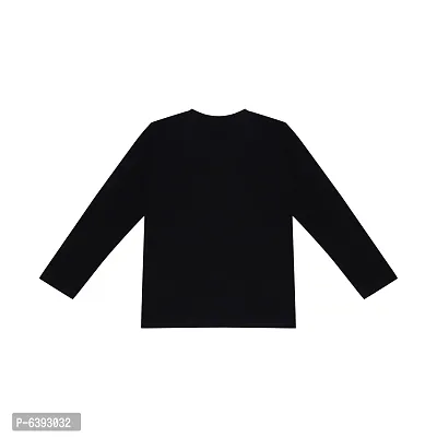 Stylish Black Round Neck Long Sleeves Cotton Solid T-Shirt For Boys-thumb2