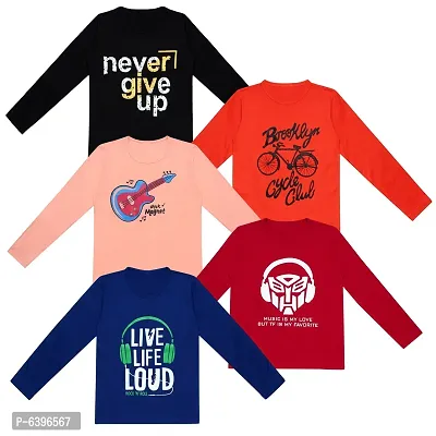 Fabulous Cotton Printed Round Neck Tees For Boys- Pack Of 5-thumb0