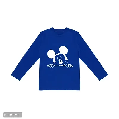 Fabulous Blue Cotton Printed Round Neck Tees For Boys