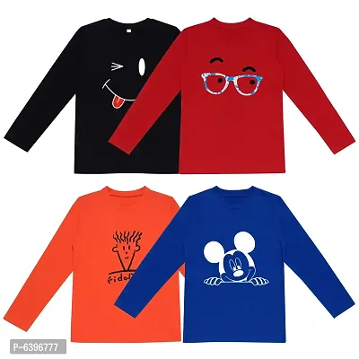 Fabulous Cotton Printed Round Neck Tees For Boys- Pack Of 4-thumb0