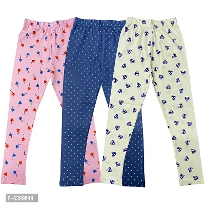Stylish Multicoloured Cotton Printed Legging For Girls Pack Of 3-thumb0