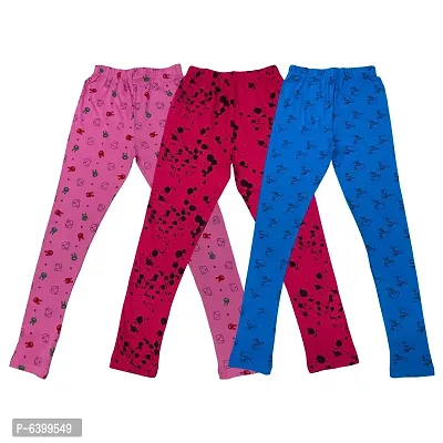 Stylish Multicoloured Cotton Printed LeggingS For Girls- Pack Of 3