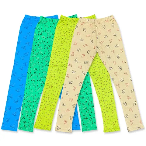 Kids Stylish Printed Cotton Legging For Girls Pack of 4