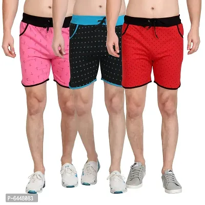 Fabulous Cotton Printed Regular Shorts For Men - Pack Of 3