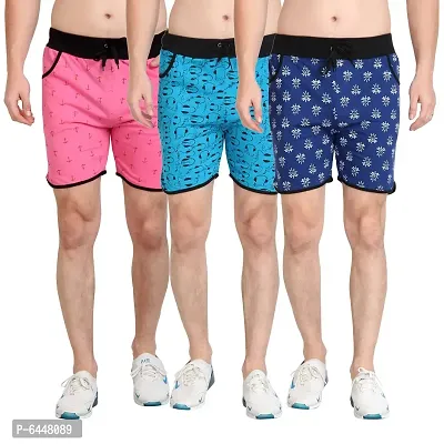 Fabulous Cotton Printed Regular Shorts For Men - Pack Of 3