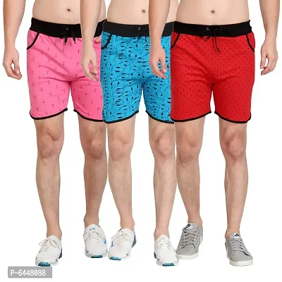 Fabulous Cotton Printed Regular Shorts For Men - Pack Of 3