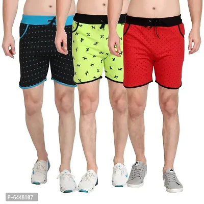 Fabulous Cotton Printed Regular Shorts For Men - Pack Of 3