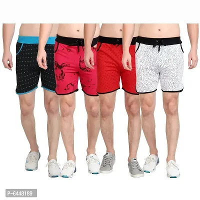 Fabulous Cotton Printed Regular Shorts For Men - Pack Of 4