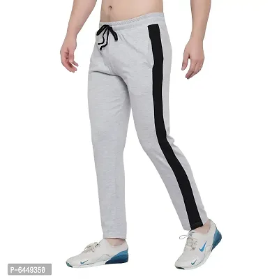 Stylish Grey Cotton Solid Track Pant For Men-thumb2