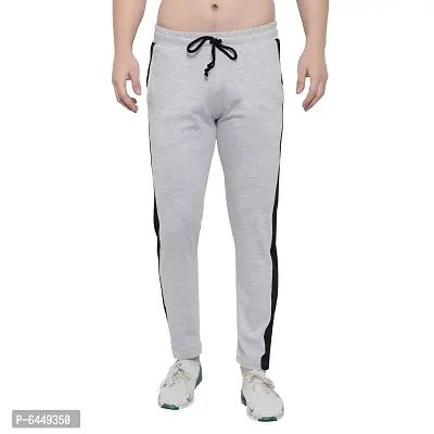 Stylish Grey Cotton Solid Track Pant For Men-thumb0