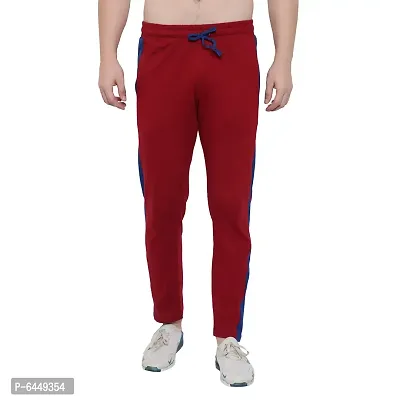 Stylish Maroon Cotton Solid Track Pant For Men