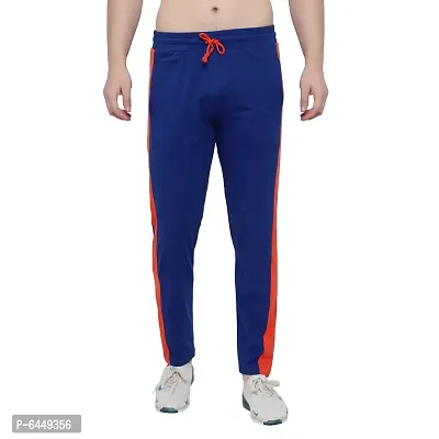 Stylish Royal Blue Cotton Solid Track Pant For Men